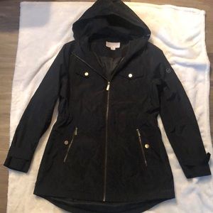 Michael Kors Mid Length Black Raincoat- Medium
